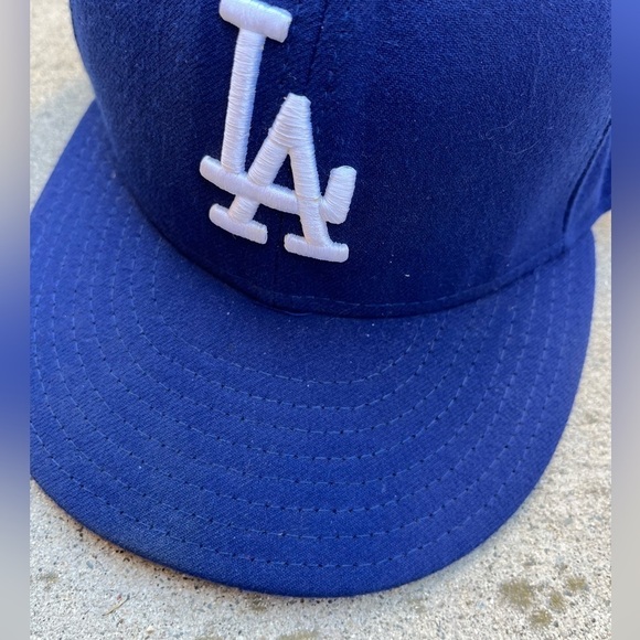 Los Angeles Dodgers Men's New Era 59Fifty Blue Fitted Cap 7 5/8 MLB Baseball LA - Picture 5 of 14